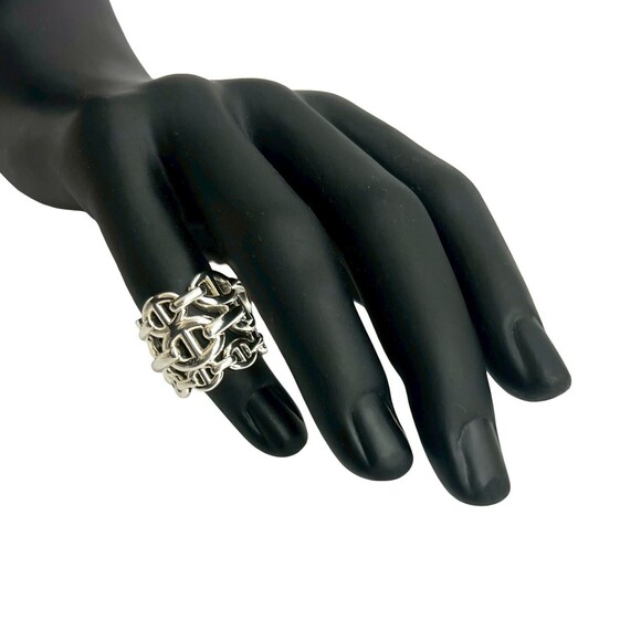 HERMES Chaine d'Ancre Enchaine GM Ring 925 Sterling Silver Size 8 Women's...